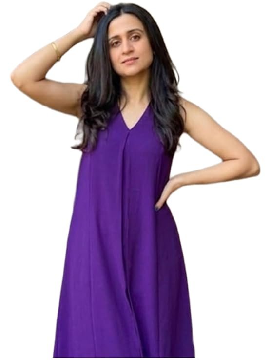 Women's Rayon Viscose Flared Solid Kurta with Pant | Sleeveless V-Neck Stylish Kurta Set for Women | Soft Breathable Fabric | Ethnic Wear for Office, Party & Daily Use