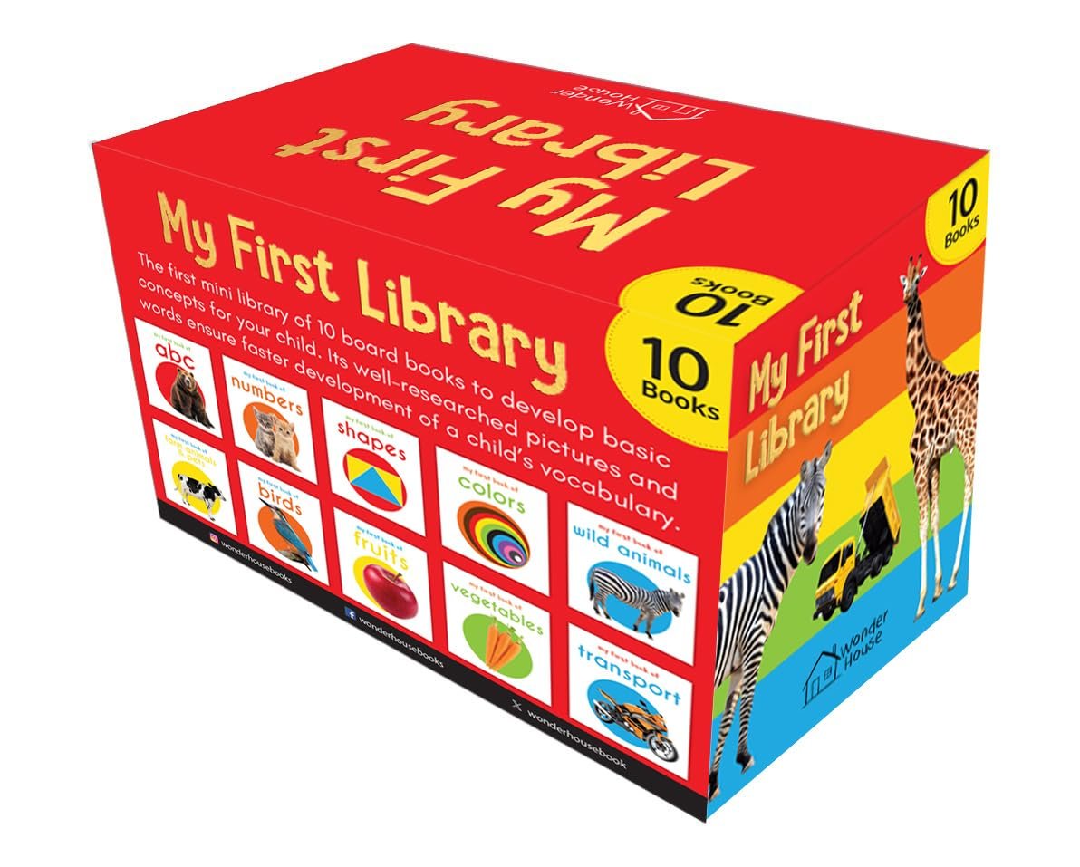 My First Library Boxset For Kids (10 Board Books) | Ages 0–3 Years | Early Learning | Gift Set For Babies | Toddlers & Preschoolers | Latest Premium Edition | ABC | Numbers | Shapes | Colors & More - Image 5